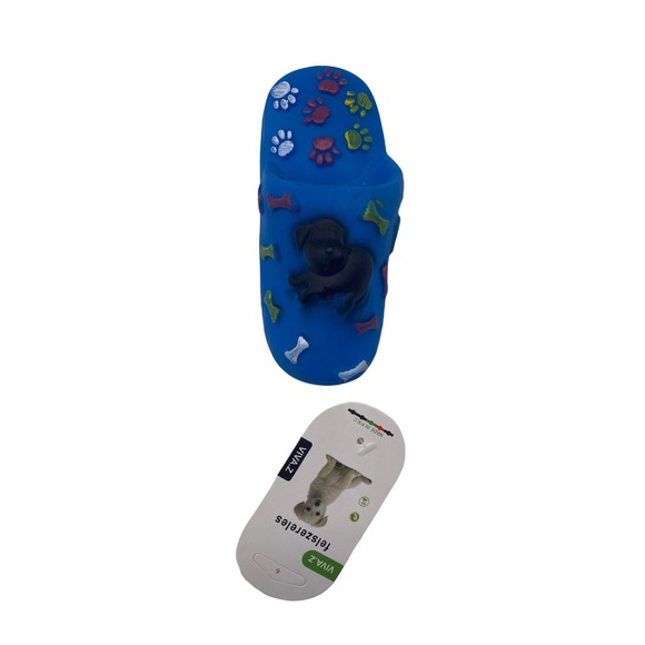 Viva.Z Other - Paw‎ Shoe Squeaky Dog Toy By Viva.Z Blue Rubber Design With Bone & Paw Motifs